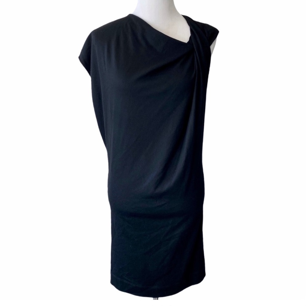Helmut Lang Wool Draped Dress with Twisted Sleeve